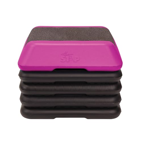 Adjustable High Step Aerobic Platform with 4 Risers, Home Gym Workout Equipment, Fitness Exercise Equipment Made in the USA - color: Pink