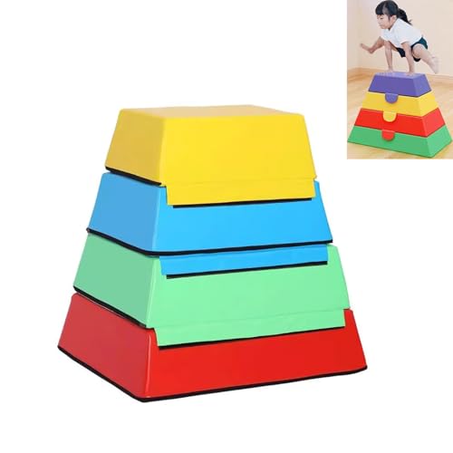 Kids Training Box Jumps,4 in 1 Foam Jumping Box,Plyometric Box Jumping ExerciseTrainers,Non-Slip,Stackable,Jump,Squats,Step-Up,Physical Training Box Exercise for Familiy - size: 35.4"×23.6"×35.4” ×11.8”