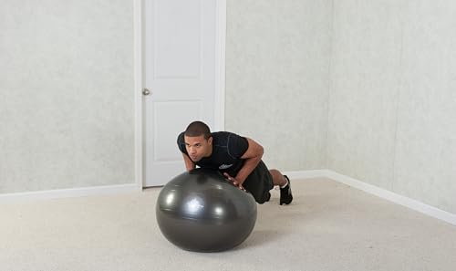 Black Mountain Products Professional Grade Exercise Stability Yoga Ball, Foot Pump, Ball Plug, Plug Puller, 2000 Pounds Static Weight Capacity Antiburst - color: Black, size: 55 cm