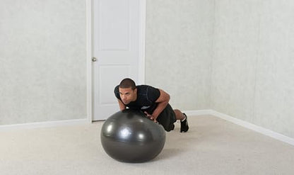 Black Mountain Products Professional Grade Exercise Stability Yoga Ball, Foot Pump, Ball Plug, Plug Puller, 2000 Pounds Static Weight Capacity Antiburst - color: Black, size: 55 cm