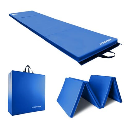RitFit Upgraded Folding Exercise Mat, 2 Inch Thick Gymnastics Mat - color: Blue(2' x 8')