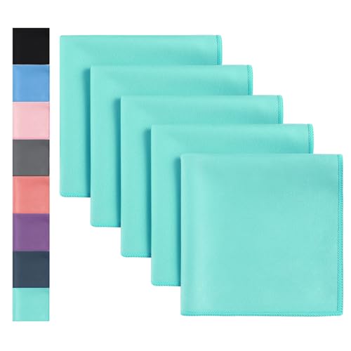 GREATEE Sweat Absorbing Handkerchiefs for Men & Women Microfiber Handkerchiefs Quick-Dry Small Sweat Rags for Sports Work - color: Light Green-5pcs