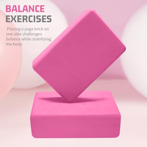 Yoga Blocks 2 Pack 3x6x9IN Foam Block Supportive Latex-Free with Rounded Edges, Non-Slip Exercise Blocks for Pilates, Meditation, Balance, Stretching and Deep Poses - color: 2Pack-RC-Pink