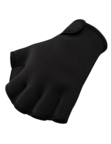 FitsT4 Sports Aqua Gloves Webbed Paddle Swim Gloves Fitness Water Aerobics - color: Black, size: Small