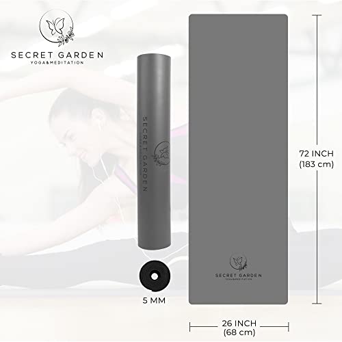 Secret Garden Blossom Exercise Mat 5mm Thick Non-Slip for Yoga, Pilates & Meditation