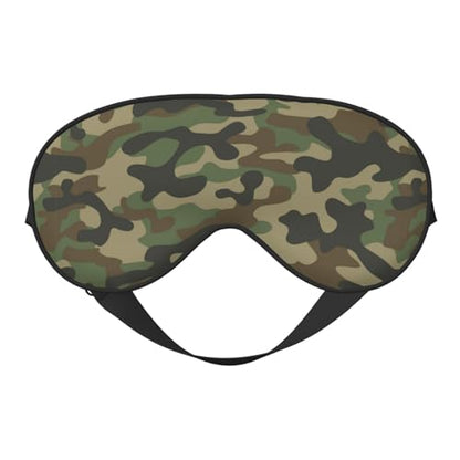 Green Camouflage Sleep Mask Eye Mask with Adjustable Strap Eye Sleep Shade Cover Blocks Light for Women Men Airplane Travel Nap - color: Green Camouflage