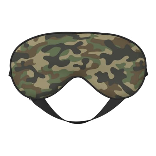 Green Camouflage Sleep Mask Eye Mask with Adjustable Strap Eye Sleep Shade Cover Blocks Light for Women Men Airplane Travel Nap - color: Green Camouflage