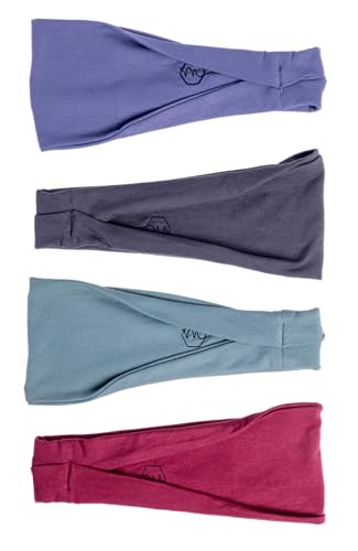 4" Wide Workout Headbands for Women (4 Pack) – Non-Slip Sweatbands for Gym, Running & Yoga - color: Muted