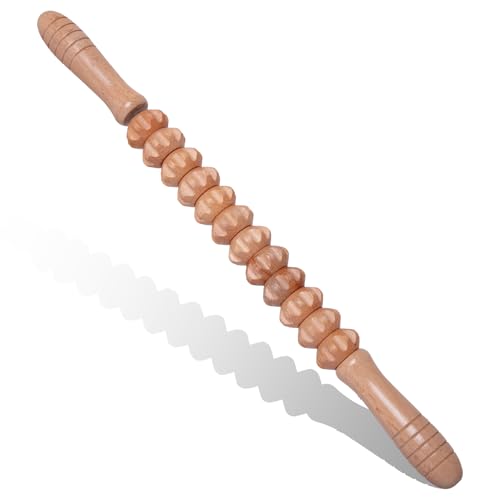 Wooden Muscle Massage Roller Stick for Athletes, Relief Muscle Soreness, Cellulite Massager, Fascia Roller for Physical Therapy