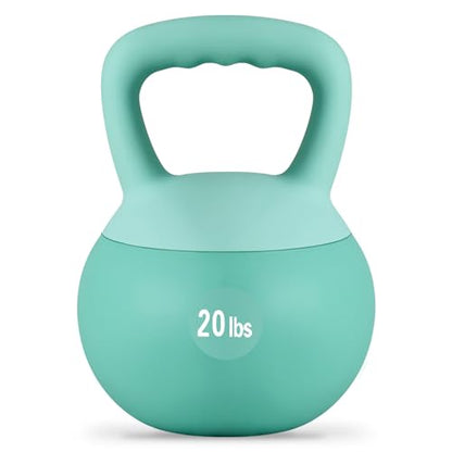 DlandHome Kettlebell Weights Strength Training Kettlebell-Great for Full Body Workout and Strength Training,Easy Grip Handle,PVC Filled with Iron Sand - color: Mint Green-20lbs