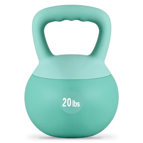 DlandHome Kettlebell Weights Strength Training Kettlebell-Great for Full Body Workout and Strength Training,Easy Grip Handle,PVC Filled with Iron Sand - color: Mint Green-20lbs