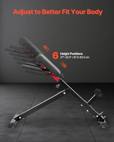 VEVOR Roman Chair Hyperextension Bench, 250 lbs Adjustable & Foldable Extension Machine, Multi-Function Exercise Equipment for Glute, Hamstring, Back, and Ab Workout, Fitness Weight Bench for Home Gym