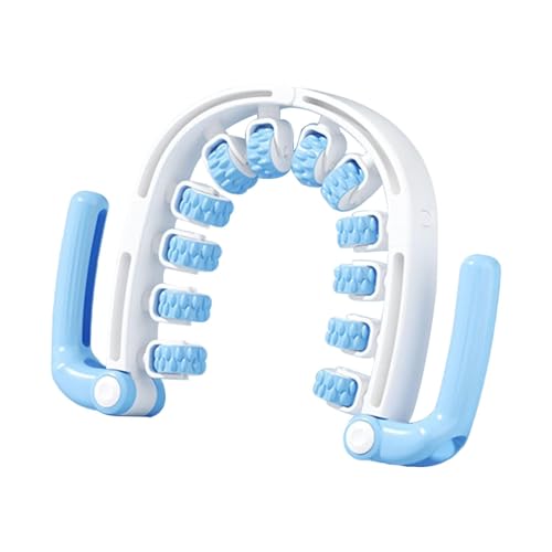 Generic Massage Roller Muscle Relaxation Roller Stick with Detachable 12 Wheel System Sturdy PP Material Adjustable Handheld Tool, Blue