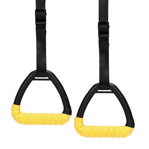 Gymnastic Rings Equipment – 2" Wooden Pull Up Rings with Adjustable Straps, No-Punch Bar Lanyard, Home Gym Workout Rings for Calisthenics, Crossfit, Strength Training & Dips
