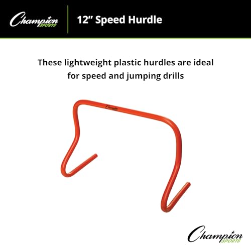Champion Sports Speed Hurdles – Lightweight Adjustable Agility & Jump Training for Athletes - Speed & Stride Drills, Soccer, Football & Track - style: 12" Orange (Single Hurdle)