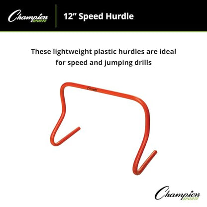 Champion Sports Speed Hurdles – Lightweight Adjustable Agility & Jump Training for Athletes - Speed & Stride Drills, Soccer, Football & Track - style: 12" Orange (Single Hurdle)