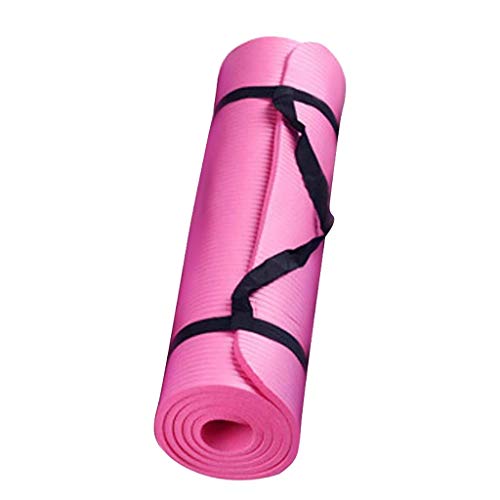 Yoga Mat with Strap 5mm Thick Non Slip Anti-Tear High Density Exercise Mat with Carrying Strap Hot Yoga Mat for Fitness, Home Yoga, Gym, Stretching, Workouts, Floor, Pilates - color: Pink