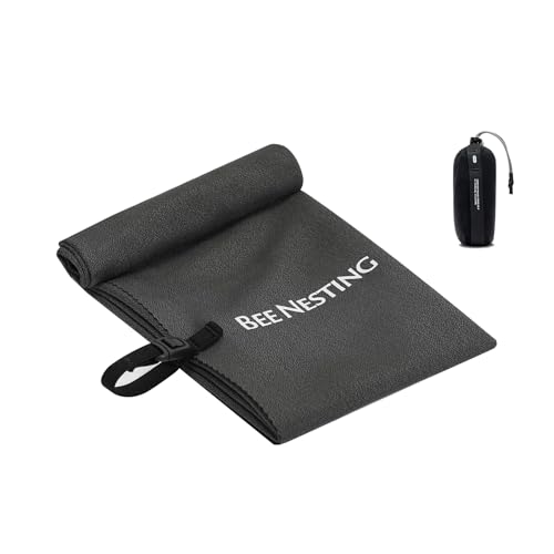 Bee Nesting Ultralight Quick Dry Towels for Backpacking, Microfiber Towel Tavel Accessories for Hiking, Beach, Gym, Swimming, Pocket Sweat Towels(M Black - color: Black, size: Medium