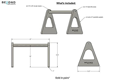 Beyond Balance Wood Parallettes Push-up Bar Dip Station for Gymnastics Calisthenics Acrobatics| Handstands Planche Push-ups L-sits Dips - style: Large