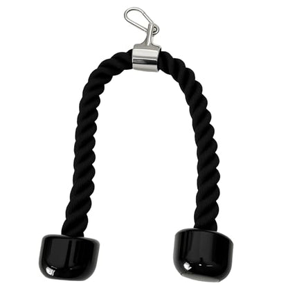 Heavy Tricep Rope Cable Machine Accessories Nylon Tricep Rope for LAT Pull Down Pulley System Attachment, for Home Gym Weight Fitness with Carabiner - color: Black