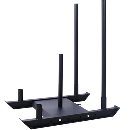 Weight Sled Training Sled with Push Poles & Harness, Adjustable Power Compatible with 1-inch & 2-inch Plates, Strength Training Sleds for Athletic Performance - color: Black