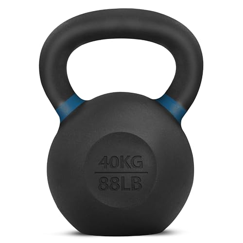 Yes4All Powder Coated Cast Iron Kettlebell, Single Deep Blue, 40 KG / 88 LB - color: Deep Blue, style: A. Single