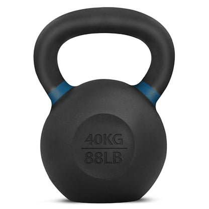 Yes4All Powder Coated Cast Iron Kettlebell, Single Deep Blue, 40 KG / 88 LB - color: Deep Blue, style: A. Single