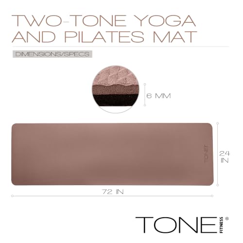 TONE Fitness Yoga Mat 1/4" Thick Non Slip Exercise & Pilates Mat for Home Workouts with Carrying Strap | Multiple Options