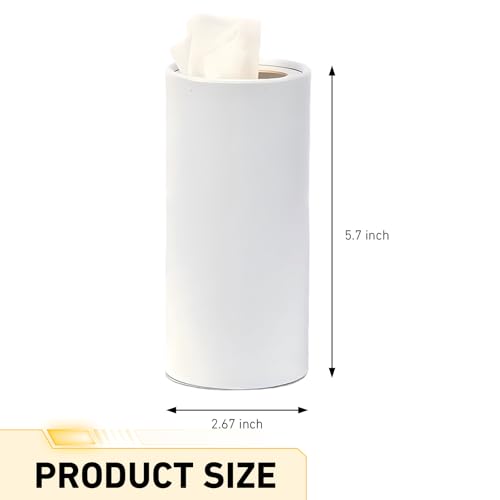4 PCS Car Tissue Holder, Car Cup Holder Facial Tissues, Convenient Cylindrical Automotive Tissue Box, Universal for Most Cars (White) - color: White