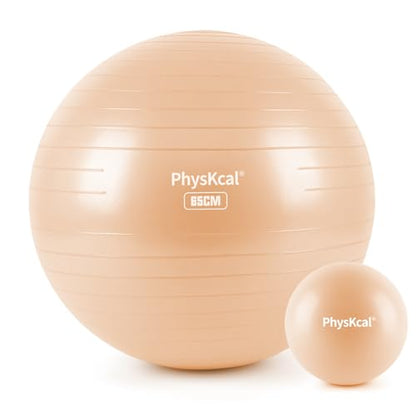 PhysKcal Yoga Ball for Exercise, Pilates Set, 4 Sizes Fitness Ball for Workout, Birthing, Pregnancy, Physical Therapy- Pump Included