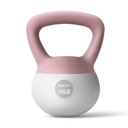 NEALFIT Soft Kettlebell 5LB/10LB/15LB/20LB/25LB, Kettlebells for Home Gym Strength Training, Anti-Slip Fitness Weights for Men Women - color: 20LB Pink-White