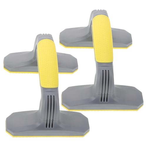 TOYANDONA Push up Bars Set for Floor Workout, Non-slip Plastic Pushup Handles Anti-skid Base, Portable Fitness Equipment for Home Strength and Balance Training, 1 Pair (gray Yellow)