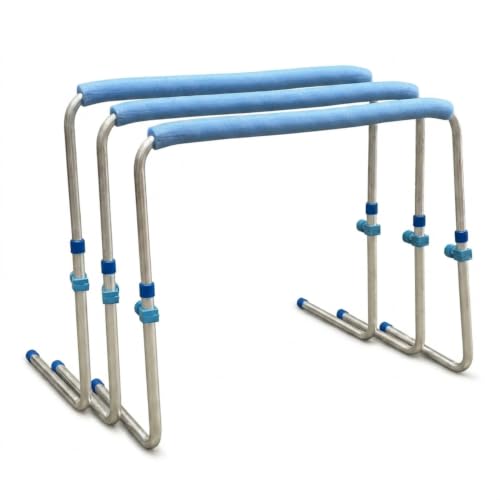 Amber Fight Gear Enhanced Training Agility Hurdles: Premium Self-Return Aluminum Set for Track, Field, Soccer, Football - Adjustable 27" to 42" - Versatile Performance Tools (Set of 3)