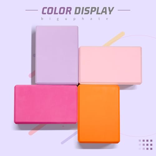 Yoga Blocks 2 Pack 3x6x9IN Foam Block Supportive Latex-Free with Stretch Band, Non-Slip Exercise Blocks for Pilates, Meditation, Balance, Stretching and Deep Poses - color: 2PACK-Lilac