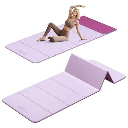HAHE 7-Fold Design Extra Thick Yoga Mat 72"L x 24"W x 0.47",TPE Fitness Exercise Mats, Non-Slip Foldable Yoga Mat, High Density, Portable for Men & Women, Yoga, Pilates, Home Gym