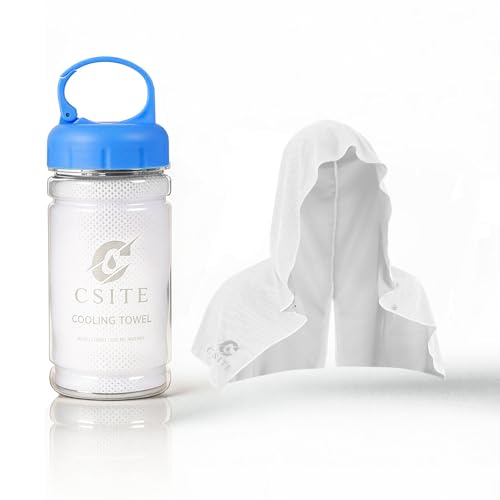 CSITE Cooling Hoodie Towels for Neck and Face, UPF 50 Sun Protection & Instant Cooling, Ice Towels for Hot Weather, Soft Breathable Towel for Sport, Work Out, Gym, Camping & More Activities（White） - color: White