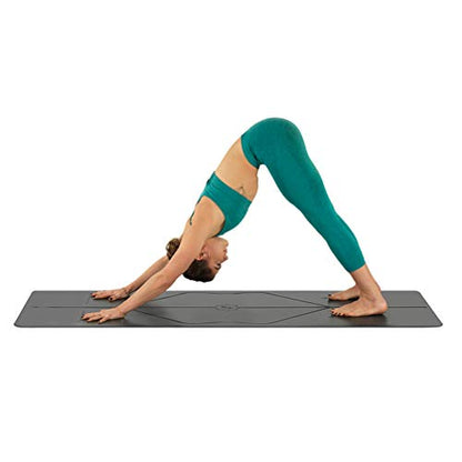 Liforme Travel Yoga mat – Patented Alignment System, Warrior-Like Grip, Non-Slip, Eco-Friendly, Ultra-Lightweight and Sweat Resistant, Made with Natural Rubber - color: Gray