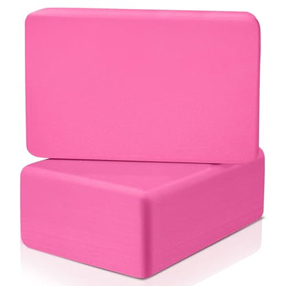 Yoga Blocks 2 Pack 3x6x9IN Foam Block Supportive Latex-Free with Rounded Edges, Non-Slip Exercise Blocks for Pilates, Meditation, Balance, Stretching and Deep Poses - color: 2Pack-RC-Pink