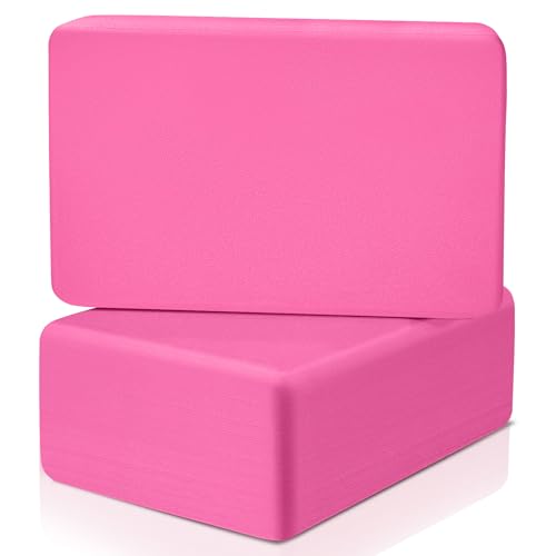 Yoga Blocks 2 Pack 3x6x9IN Foam Block Supportive Latex-Free with Rounded Edges, Non-Slip Exercise Blocks for Pilates, Meditation, Balance, Stretching and Deep Poses - color: 2Pack-RC-Pink
