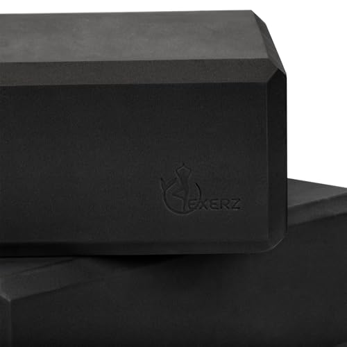 EXERZ Yoga Blocks 2 pack, Gym Blocks, Exercise Workout Fitness Bricks, Pilates Stretch Handstand Non-Slip - color: Black
