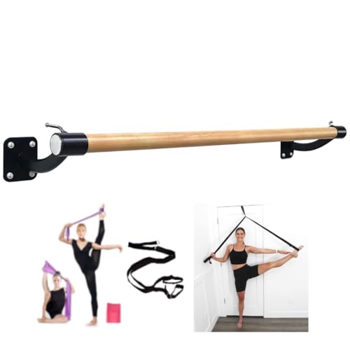 LeStage Wall Mounted Ballet Barre with Door Leg Stretcher and Premium Body Sculpting Band. for Home, Studio, Pilates, Stretching, Dance, Fitness. Smooth Surface, No Wobble.