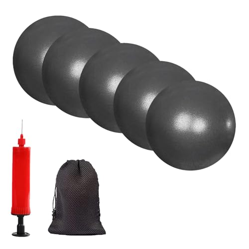 Mini Pilates Exercise Yoga Ball, 6 Inch Small Inflatable Exercise Yoga Ball,Core Training and Physical Therapy Equipment, with Pump - color: Black-5PCS, size: 6 inch