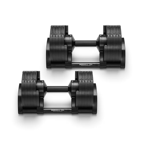 NÜOBELL® Adjustable Dumbbell Set, 5-50 LB or 5-80 LB, Easy Twist 2024-25 Model, All-In-One Weights Set (Pair) for Home, Original Manufacturer - color: Black, size: NÜOBELL Adjustable Dumbbells (pair) 50 lb ea X 2