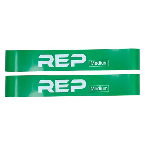 REP Fitness Short Resistance Bands for Strength and Conditioning. Multiple Resistance Levels Available from 5-230lbs. Sold as a Pair. 12" Length. - color: Green