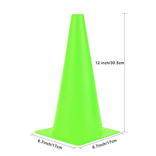 12 Inch Traffic Training Cones, Plastic Safety Parking Cones, 6 Colors - color: Green, Set of 12