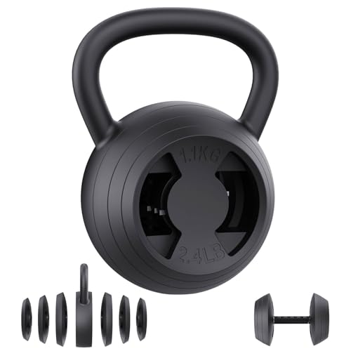 Hezeyferg 2-in-1 Adjustable Kettlebell, 15-45 LB Kettlebells Weight Set with Wide Grip, 4.8-30 LB Dumbbell Weights for Home Gym Strength Training - color: Black
