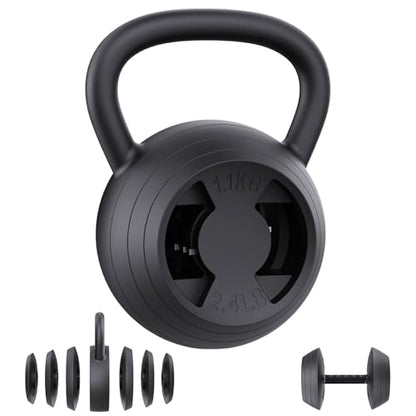 Hezeyferg 2-in-1 Adjustable Kettlebell, 15-45 LB Kettlebells Weight Set with Wide Grip, 4.8-30 LB Dumbbell Weights for Home Gym Strength Training - color: Black
