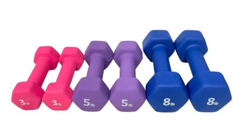 Neoprene Coated Dumbbell Hand Weight Set - style: 32-Pounds total -3 Pairs (3-LB, 5-LB, 8-LB)