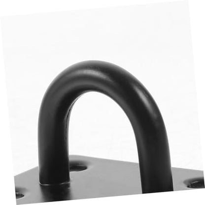 4Pcs Black Stainless Steel U-Shaped Ceiling Mount Hooks Heavy Duty Wall Anchors for Suspension Trainer Straps Ring Hooks Patio Hanging Quick Installation