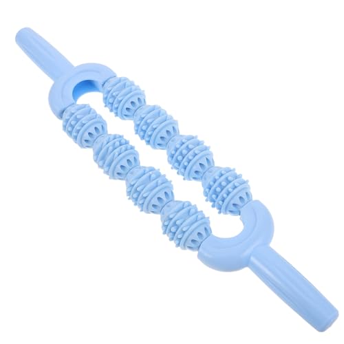 Calf Massager Roller Stick Portable for Muscle Spiky Handheld Leg Muscle Roller for Runners and Athletes Blue 8-Wheel for Workout and Relief